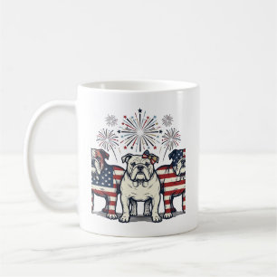 Patriotisk Bulldog Eldshow Vintage Gravyr Desi Kaffemugg