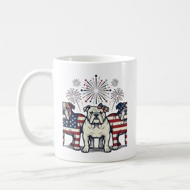 Patriotisk Bulldog Eldshow Vintage Gravyr Desi Kaffemugg (Vänster)