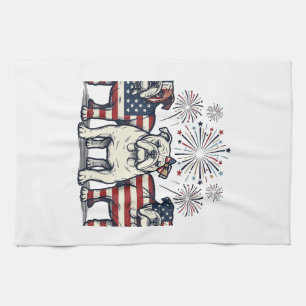 Patriotisk Bulldog Eldshow Vintage Gravyr Desi Kökshandduk
