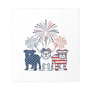Patriotisk Bulldog Eldshow Vintage Vektor Design_ Anteckningsblock