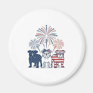 Patriotisk Bulldog Eldshow Vintage Vektor Design_ Magnet