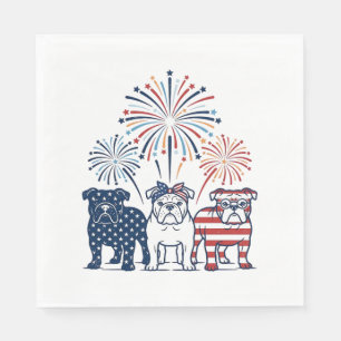 Patriotisk Bulldog Eldshow Vintage Vektor Design_ Pappersservett