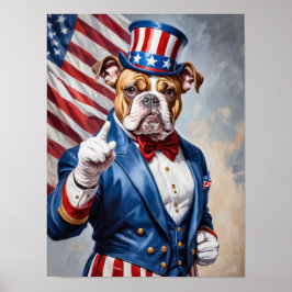 Patriotisk Bulldog i Uncle Sam-posering Poster