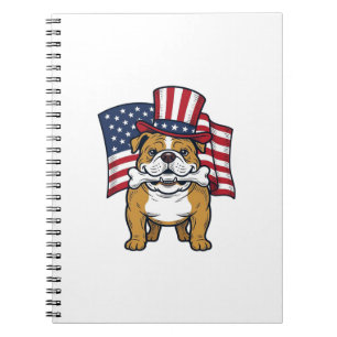 Patriotisk Bulldog Med Flagga Vektordesign_1 Anteckningsbok