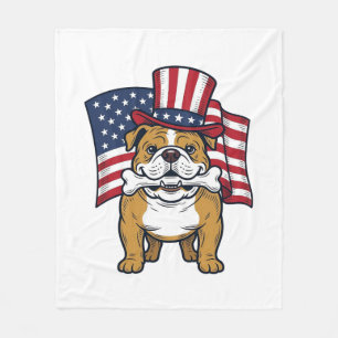 Patriotisk Bulldog Med Flagga Vektordesign_1 Fleecefilt