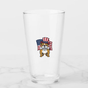 Patriotisk Bulldog Med Flagga Vektordesign_1 Glaskopp
