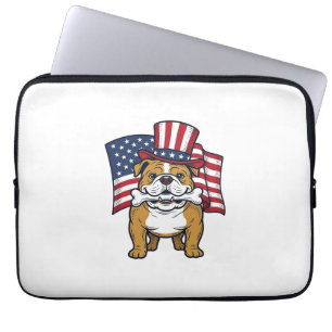 Patriotisk Bulldog Med Flagga Vektordesign_1 Laptop Fodral