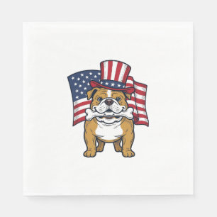 Patriotisk Bulldog Med Flagga Vektordesign_1 Pappersservett