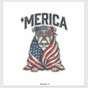 Patriotisk Bulldog 'Merica Vintage Vector T-Shirt Klistermärken