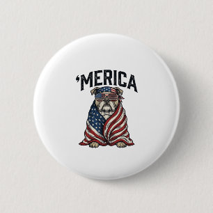 Patriotisk Bulldog 'Merica Vintage Vector T-Shirt  Knapp