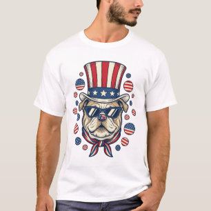 Patriotisk Bulldog Vintage Gravyr T-Shirt Design (