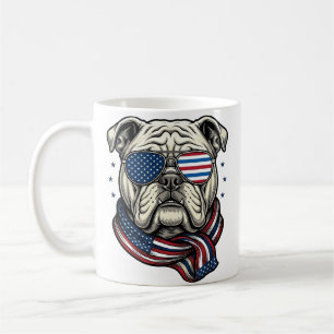 Patriotisk Bulldog Vintage Gravyr T-Shirt Design_1 Kaffemugg