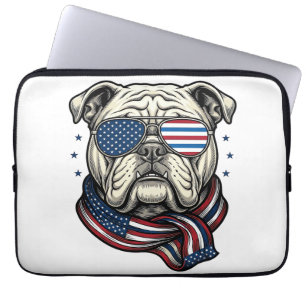Patriotisk Bulldog Vintage Gravyr T-Shirt Design_1 Laptop Fodral