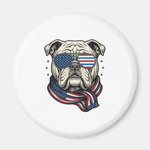 Patriotisk Bulldog Vintage Gravyr T-Shirt Design_1 Magnet