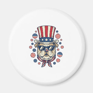 Patriotisk Bulldog Vintage Gravyr T-Shirt Design ( Magnet