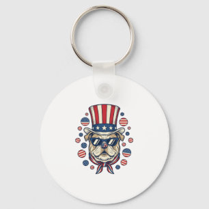 Patriotisk Bulldog Vintage Gravyr T-Shirt Design ( Nyckelring