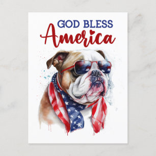 Patriotisk Bulldogg, Gud välsigne Amerika Postkort Vykort
