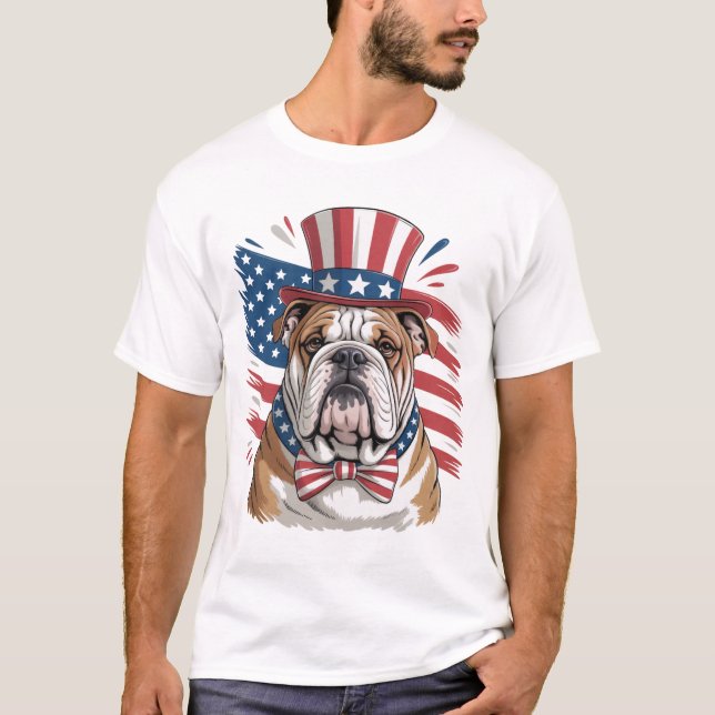 Patriotisk Bulldogg T Shirt (Framsida)
