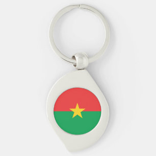 Patriotisk Burkina Faso-flagga Swirl Silverfärgad Nyckelring