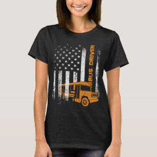 Patriotisk bussförare USA Amerikansk flagga Skolbu T Shirt