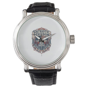 Patriotisk Cabin Helg Vektor Grafisk T-Shirt_1 Armbandsur