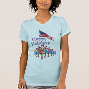 Patriotisk candy canedamskjorta tee shirt