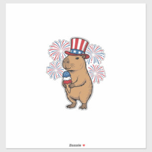 Patriotisk Capybara Glassbiljeglass Firande T-Shir Klistermärken