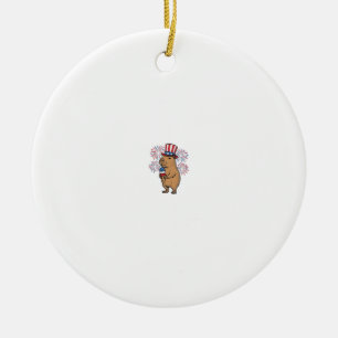Patriotisk Capybara Glassbiljeglass Strålande Shir Julgransprydnad Keramik