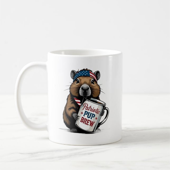 Patriotisk Capybara Kaffemug Kaffemugg (Vänster)