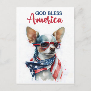 Patriotisk Chihuahua, Gud välsigne Amerika vykort