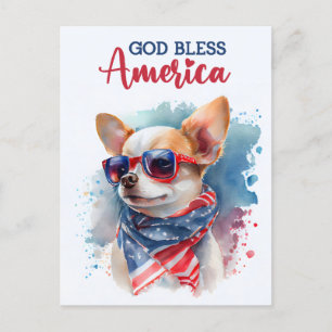 Patriotisk Chihuahua, Gud välsigne Amerika vykort