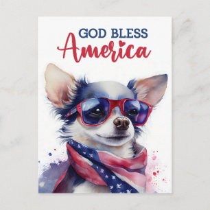 Patriotisk Chihuahua, Gud välsigne Amerika vykort