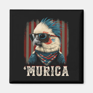 Patriotisk cockatiel fågel 4 juli amerikansk flagg magnet