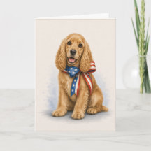 Patriotisk Cocker Spaniel Lyckönskningskort