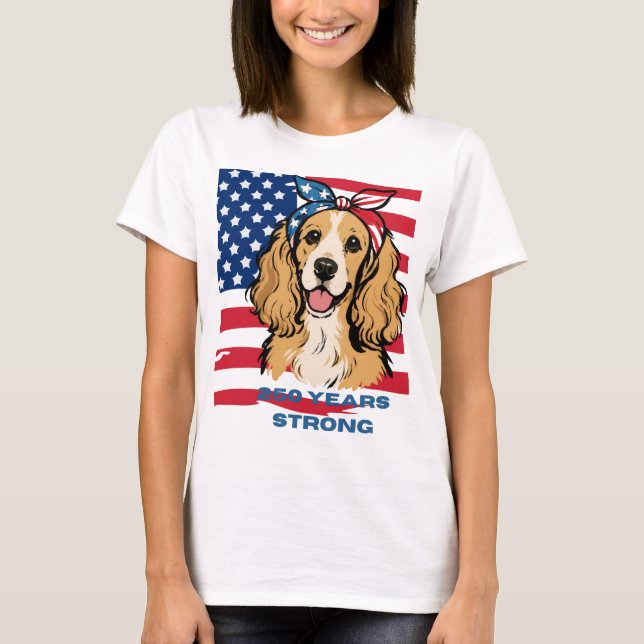Patriotisk Cocker Spaniel  T Shirt (Framsida)
