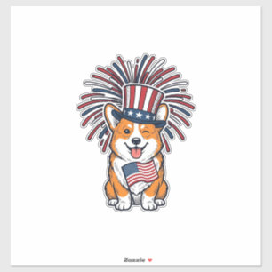 Patriotisk Corgi Fyrverkerier Hund Vektor Design_1 Klistermärken