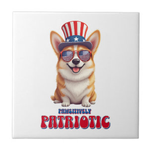 Patriotisk Corgi - Pawsitively Patriotisk Kakelplatta