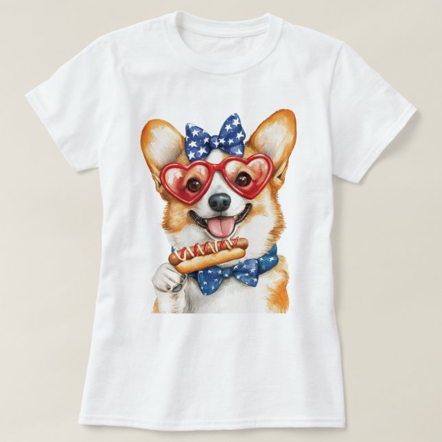 Patriotisk Corgi T Shirt (Design framsida)
