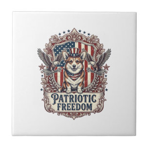 Patriotisk Corgi Vektorgrafik T-shirt_1 Kakelplatta