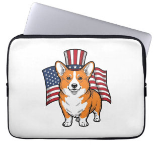 Patriotisk Corgi Vintage Gravyr T-Shirt Design_1 Laptop Fodral