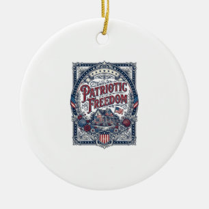 Patriotisk Cottage Garden Vektorgrafik T-shirt Julgransprydnad Keramik