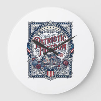 Patriotisk Cottage Garden Vektorgrafik T-shirt Stor Klocka