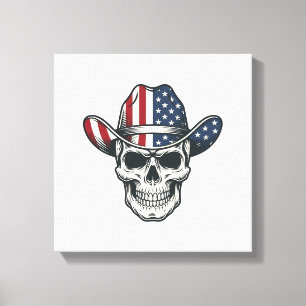 Patriotisk Cowboy Kalle Gravyr T-shirt_1 Canvastryck