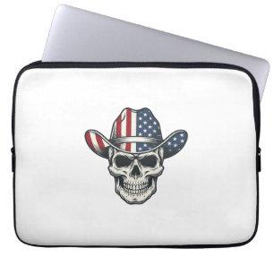 Patriotisk Cowboy Kalle Gravyr T-shirt_1 Laptop Fodral