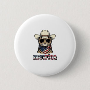 Patriotisk Cowboy Katt Mewica Vintage Vektor Desig Knapp