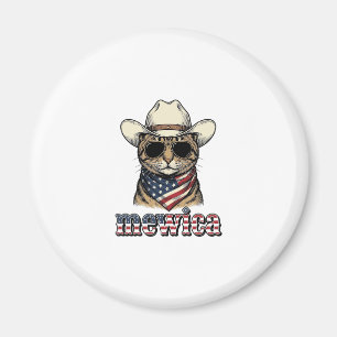 Patriotisk Cowboy Katt Mewica Vintage Vektor Desig Magnet