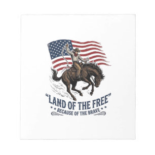 Patriotisk Cowboy Land Av De Fria Västerländsk Trö Anteckningsblock