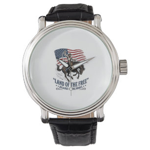 Patriotisk Cowboy Land Av De Fria Västerländsk Trö Armbandsur
