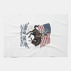 Patriotisk Cowboy Land Av De Fria Västerländsk Trö Kökshandduk