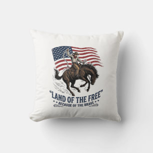 Patriotisk Cowboy Land Av De Fria Västerländsk Trö Kudde